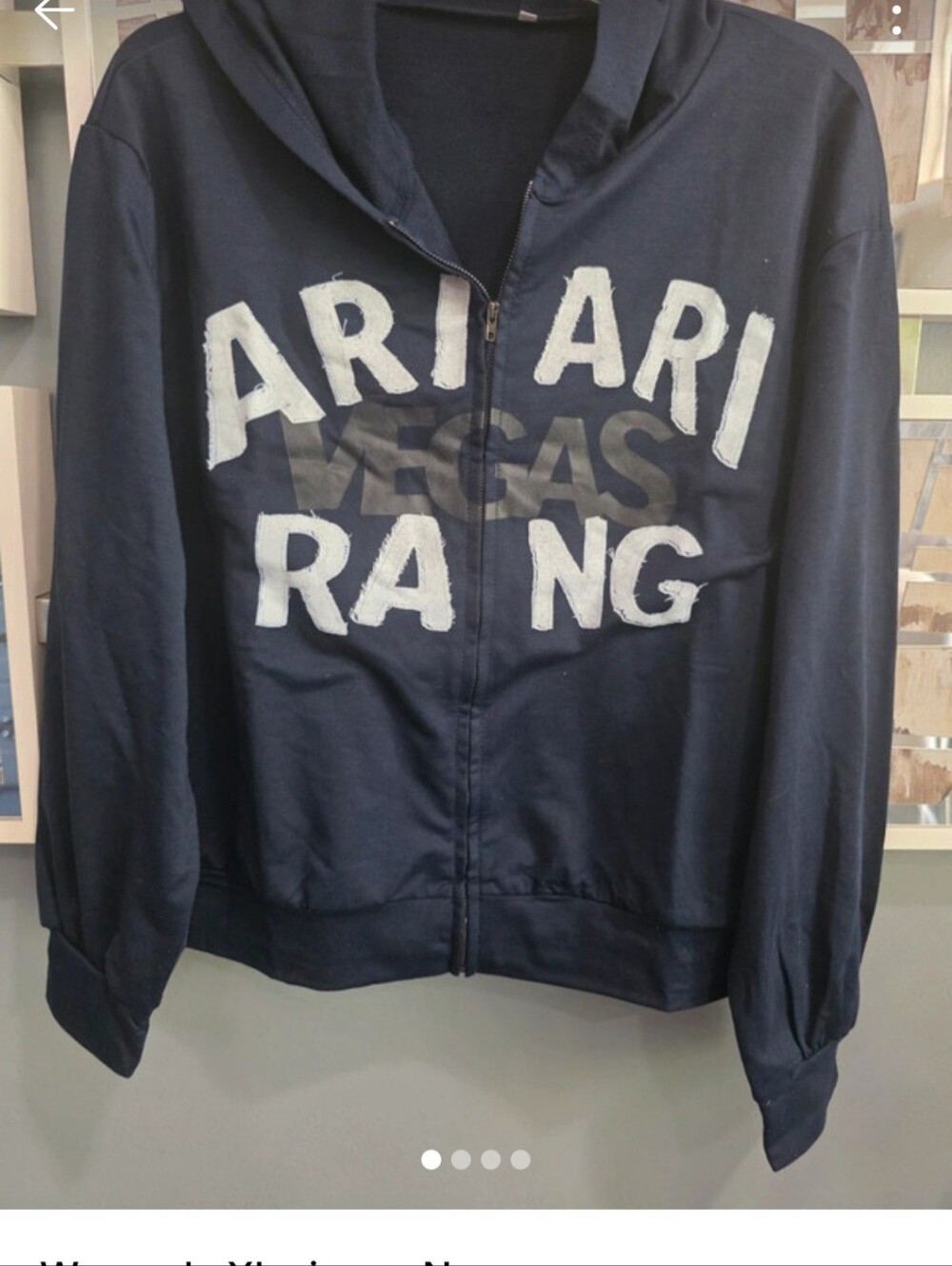 Navy Zip-Up Hoodie with White Lettering